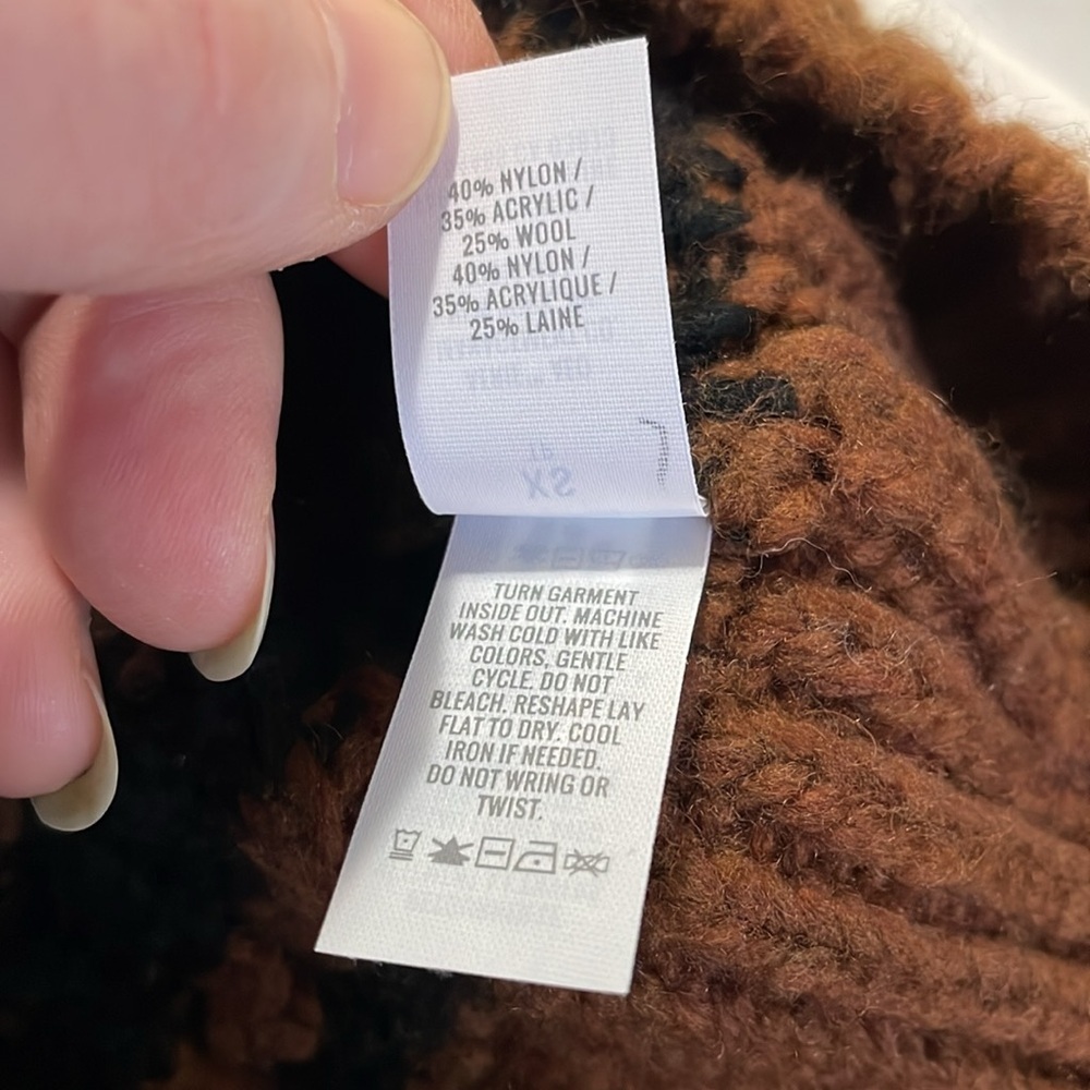 AERIE |Fair Isle | Aztec Pattern | Oversized Quarter Zip |Brown/Black |Size XS - Picture 15 of 16